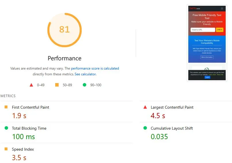 Pagespeed Tool